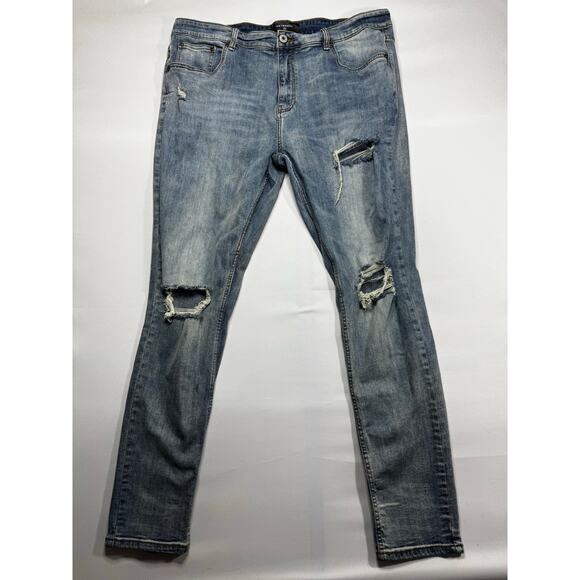 Serenede Other - Serenede Men's Distressed Skinny Blue Stretch Denim Jeans - Size 40x33